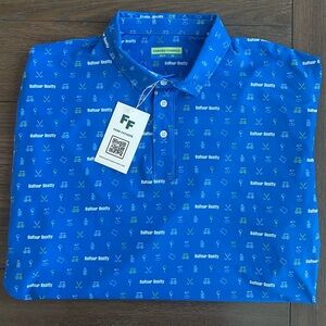 Fore Fathers Balfour Beatty Blue Patterned Men's Polo Shirt Size XL New With Tag